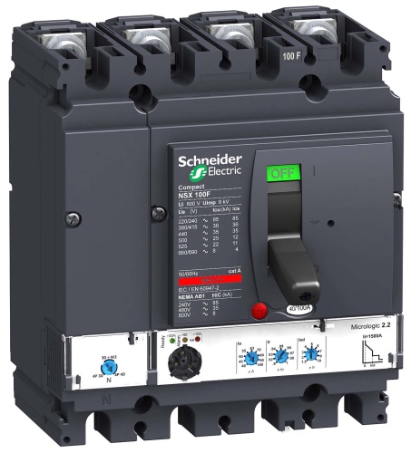 Автоматический выключатель 4П4Т MICR. 2.2 40A NSX100F | код. LV429782 | Schneider Electric 